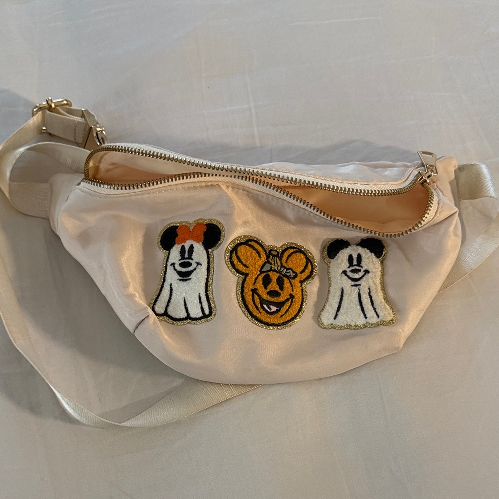 Disney White Belt Bag with Cartoon Patches
